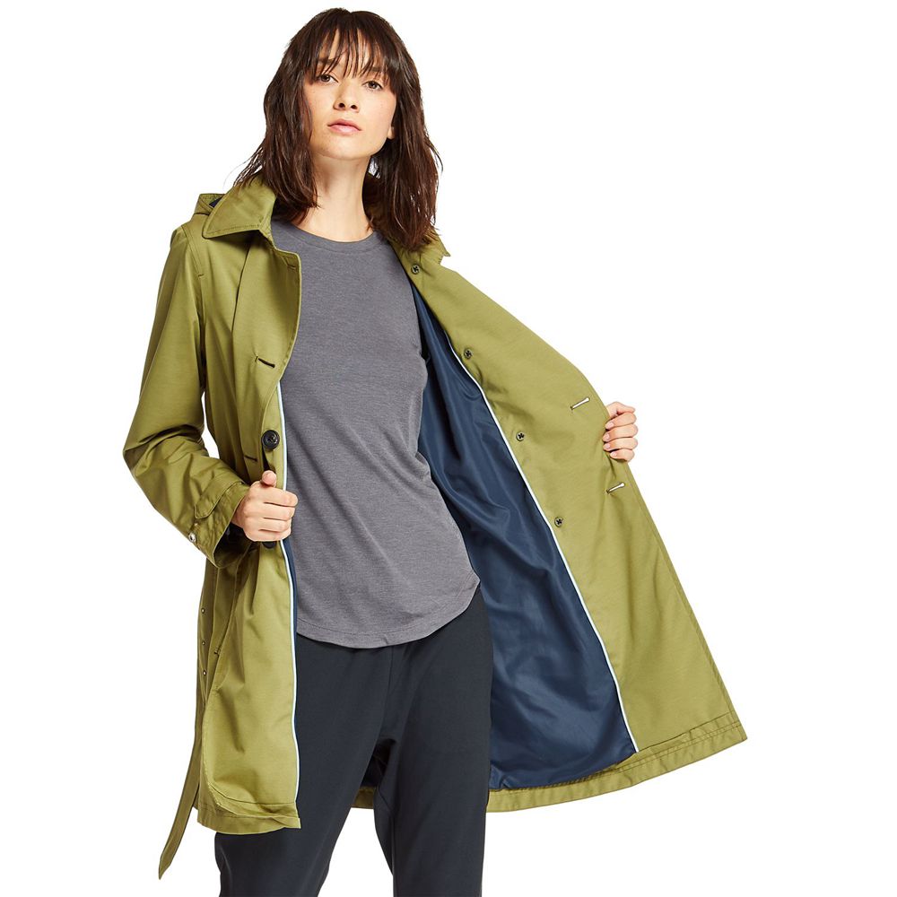 Timberland Womens Coats Classic Waterproof Trench - Olive - India ZS4308512